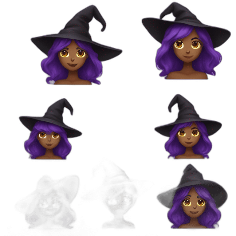 woman witch brown hat purple hair emoji