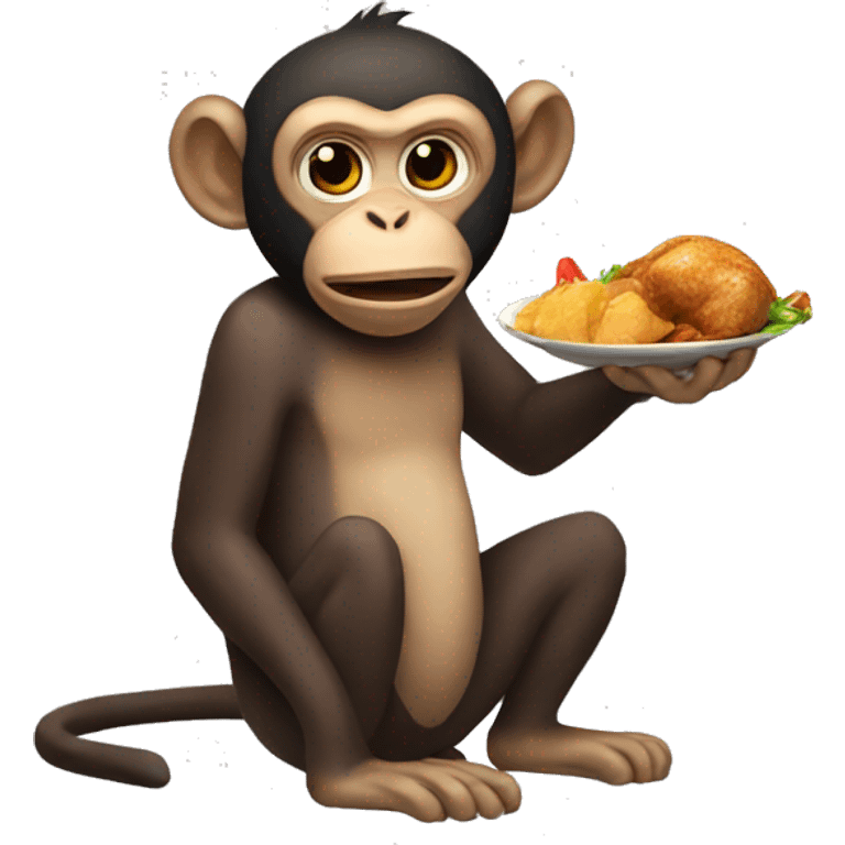 Monkey eating chicken emoji