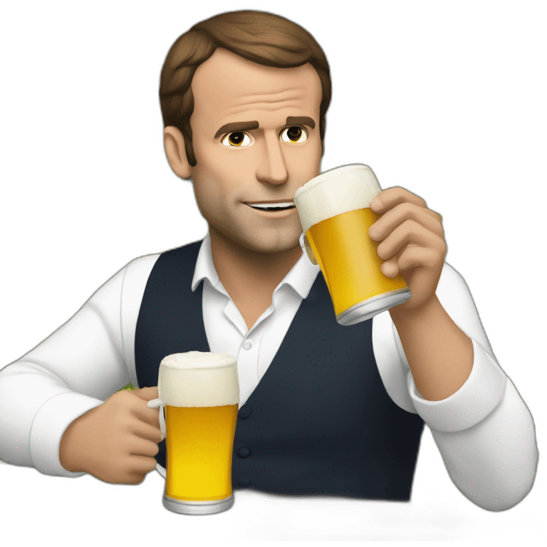 Macron-drinking-beer emoji