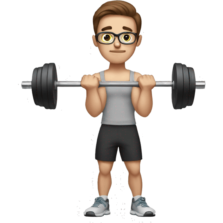 white nerd guy with brown hair doing weight training emoji