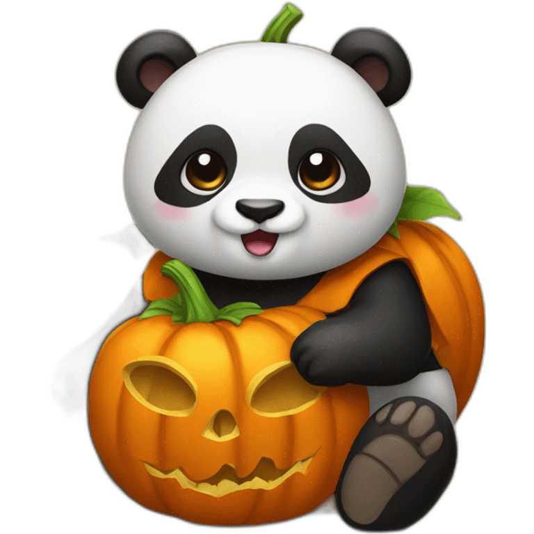 panda dressed as a pumpkin emoji