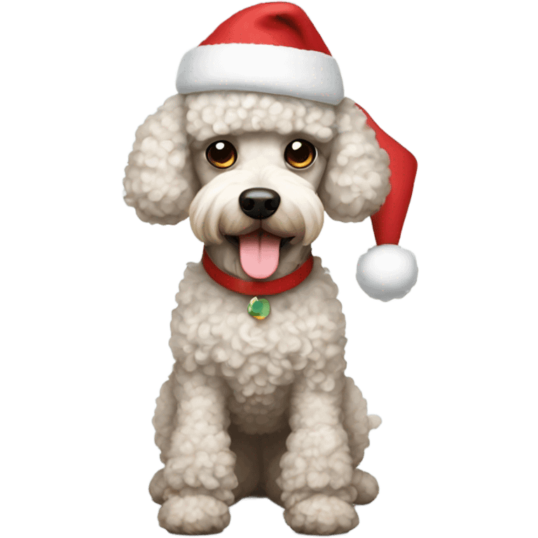 Poodle wearing a Santa hat emoji