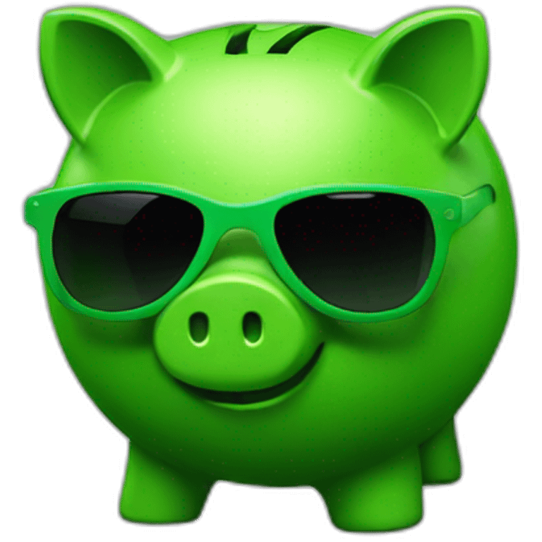 green piggybank with green sunglasses emoji