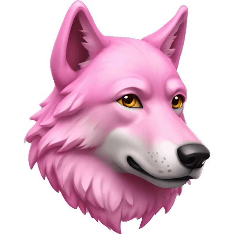 Old wolf portrait in pink color  emoji