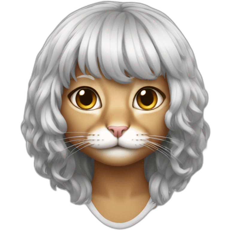 Cat in wig but in black emoji