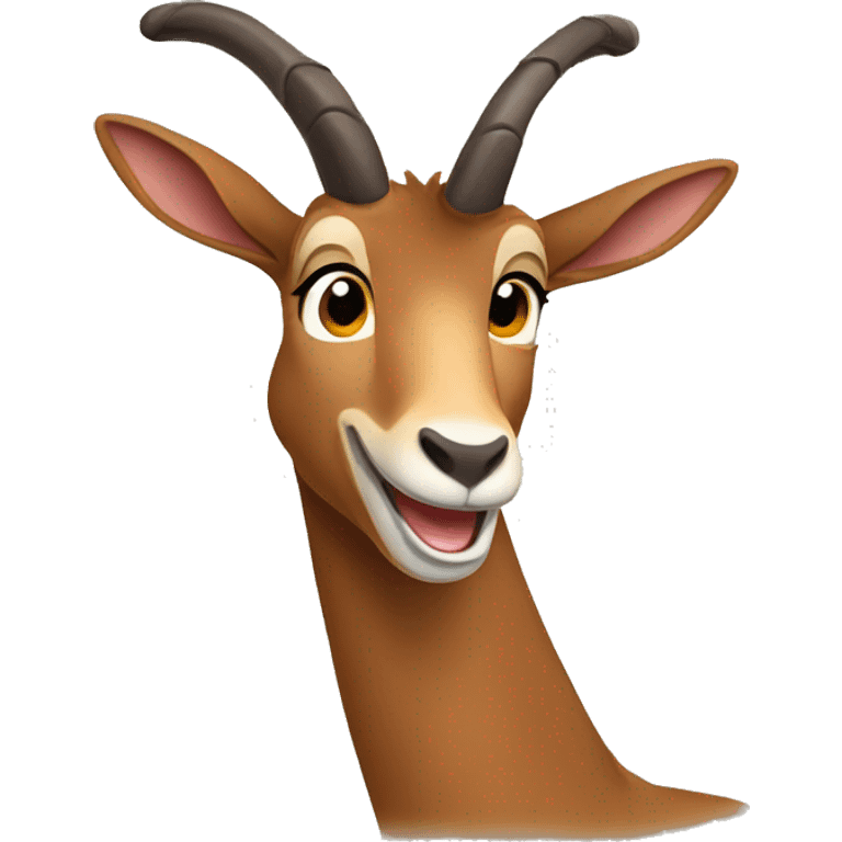 happy smiling brown chamois left hoof pointing up emoji