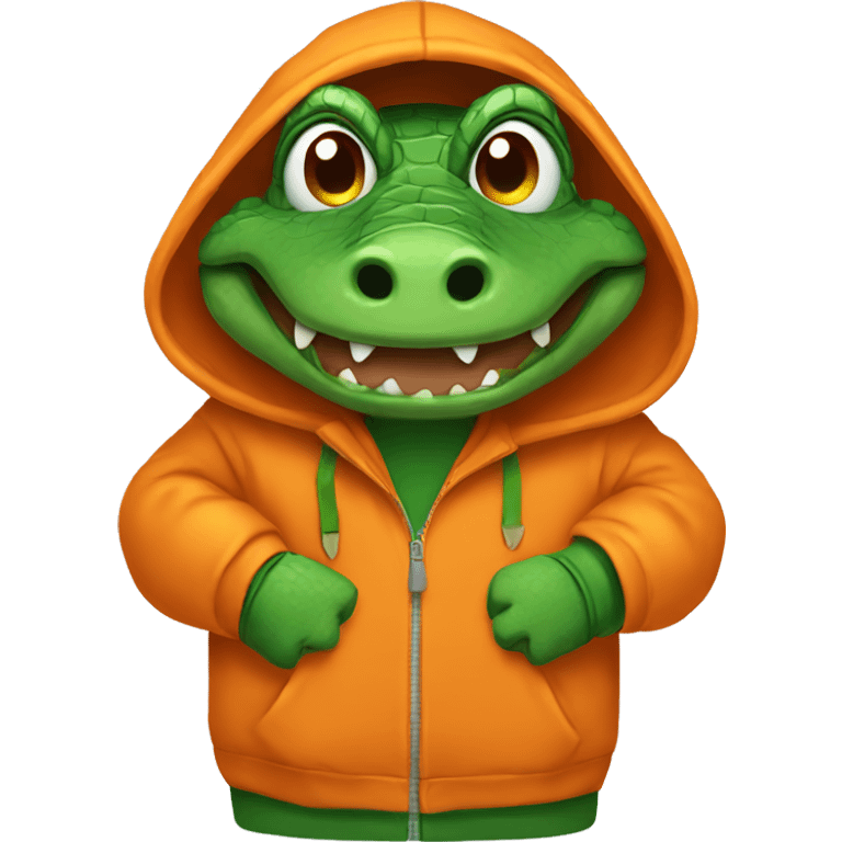 Alligator in a orange hoodie  emoji