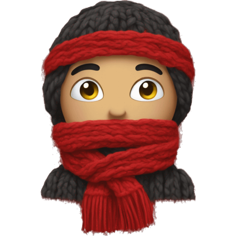 A knitted red scarf  emoji