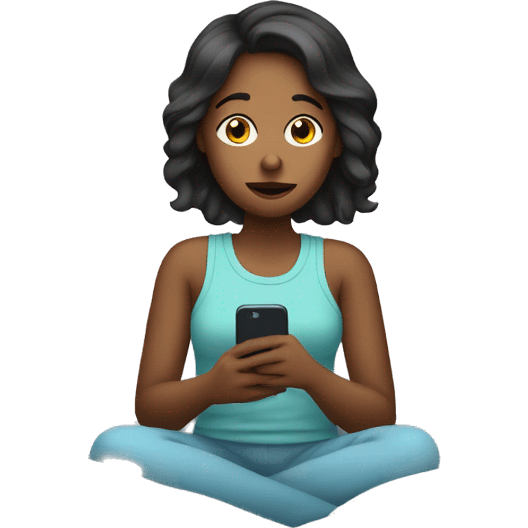 Girl sitting in bed on her phone  emoji