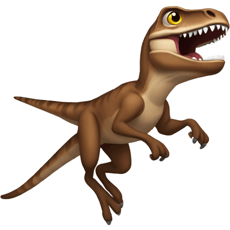 Brown raptor jumping  emoji