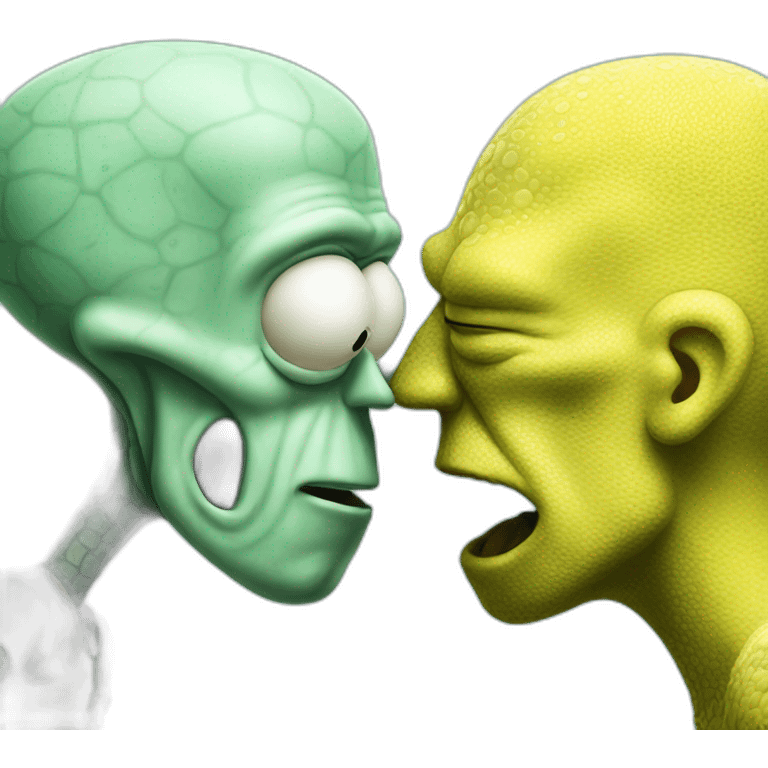 squidward and SpongeBob kiss emoji