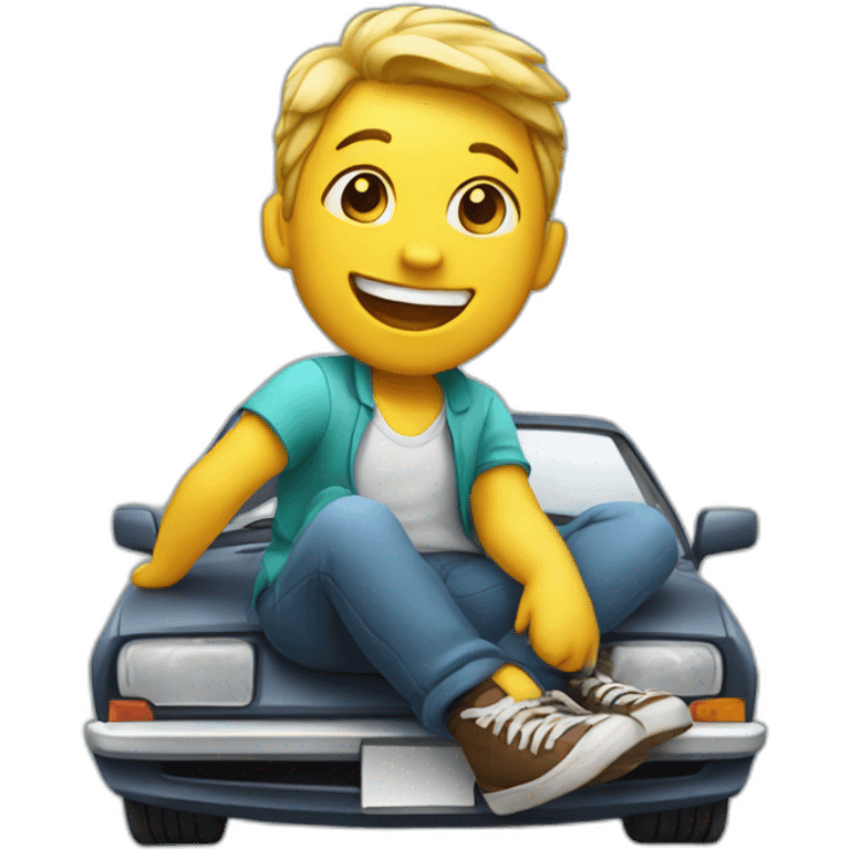 happy sitting on car emoji