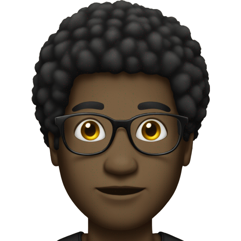 African American Man, black afro, black & gold immediately glasses and gold necklace  emoji