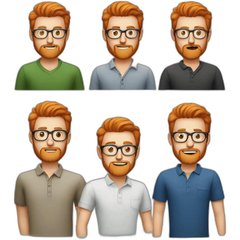 red hair and beard white men with glasses and polo emoji