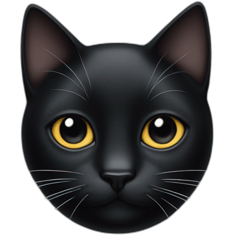 Black cat with one white stripe in the center of his face on his nose emoji