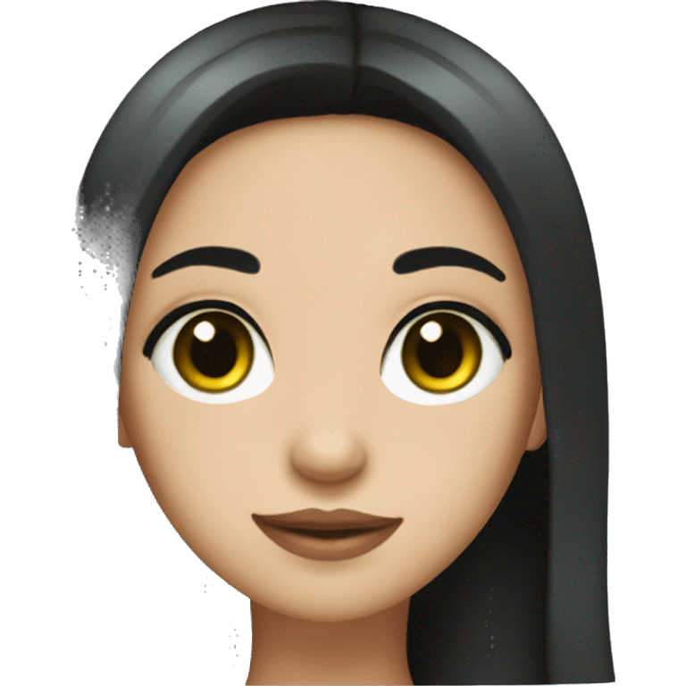 Girl with black hair green eyes and a mole by her nose emoji