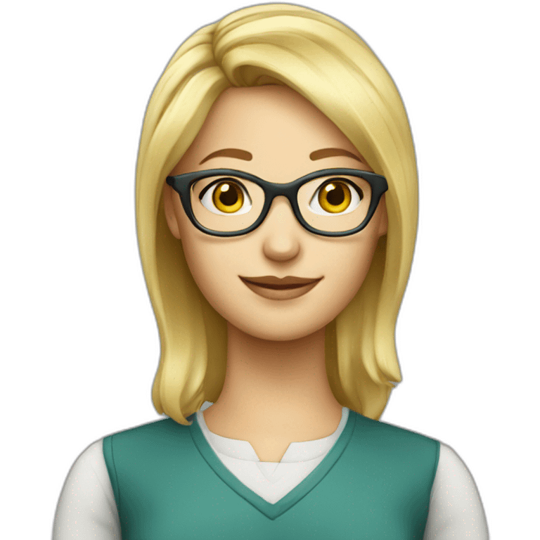 Blonde young female elementary school teacher with glasses emoji