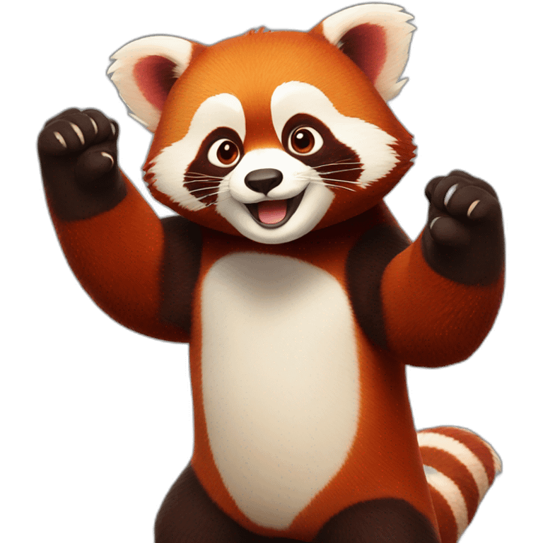 Red panda hands up emoji