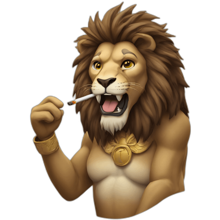 Smoking lion emoji