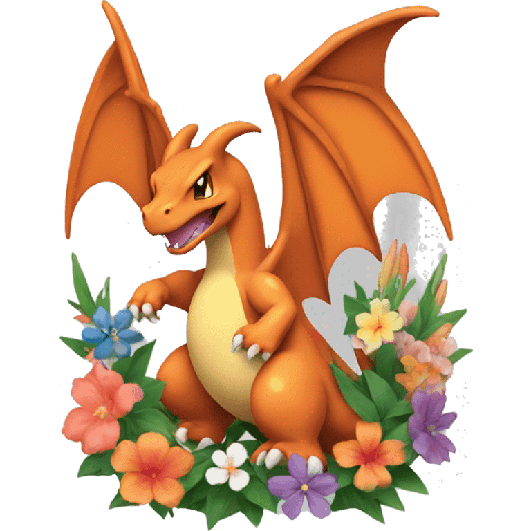 charizard with flowers in background emoji