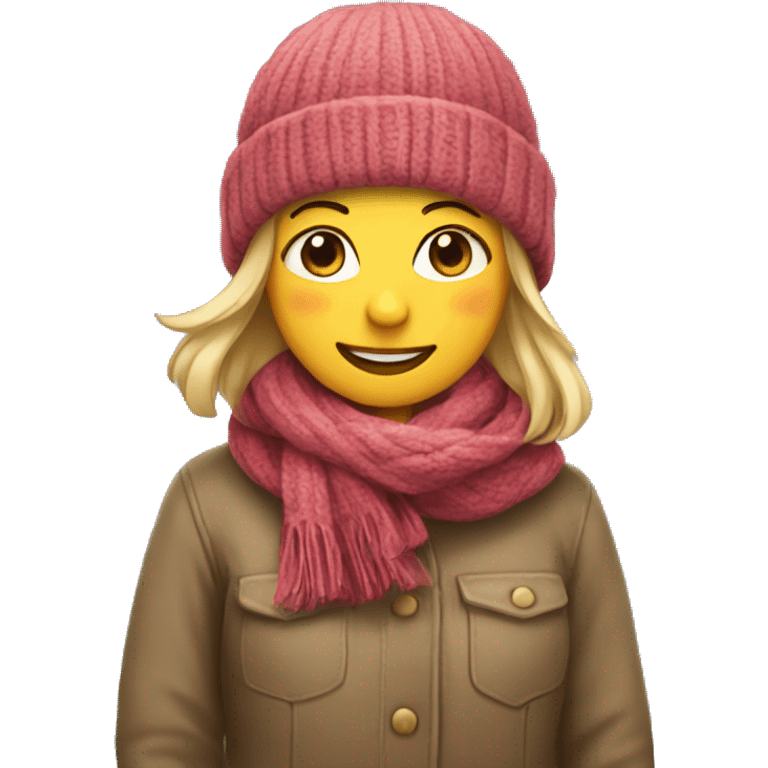 Cosy girl wearing hat and scarf  emoji