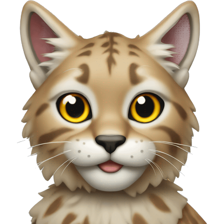 Highland lynx cat with toy emoji