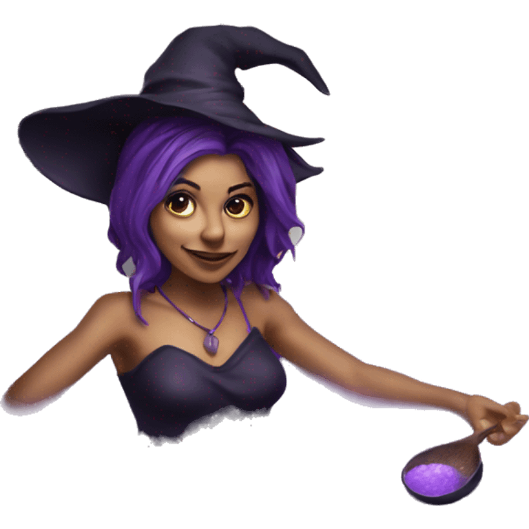 Witch cooking purple potion bathtub detailed realistic emoji