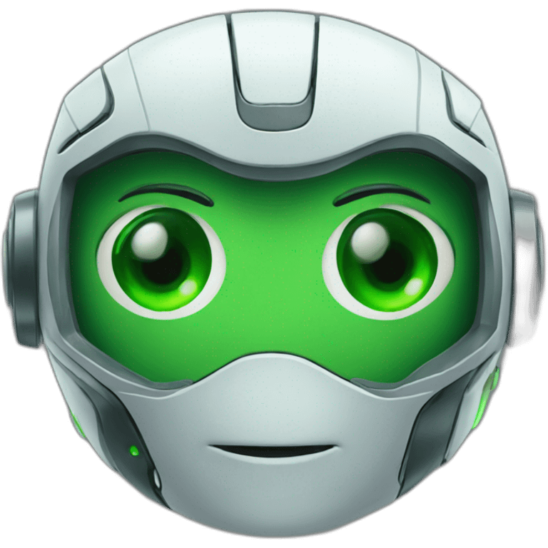 Robot with green eyes emoji