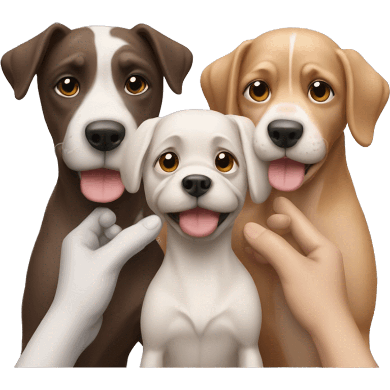 3 dogs with human hands emoji