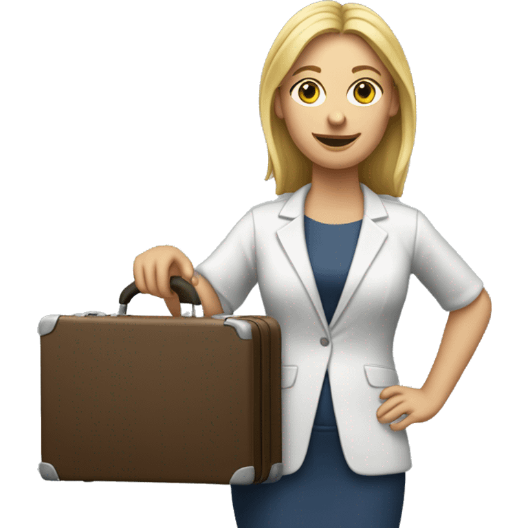 white woman holding briefcaseite  emoji