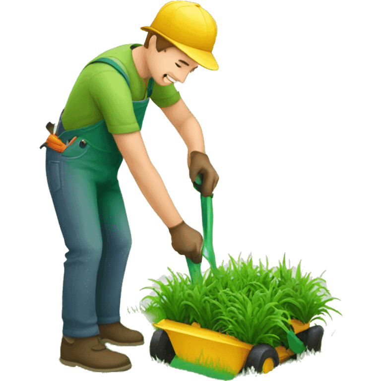 Gardener trimming grass emoji