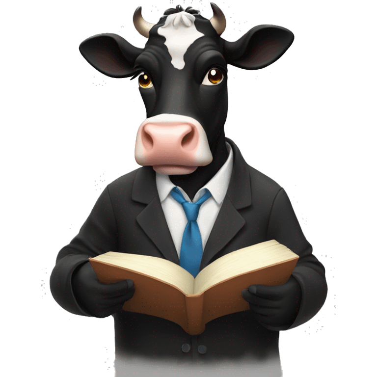 Black cow reading a book emoji