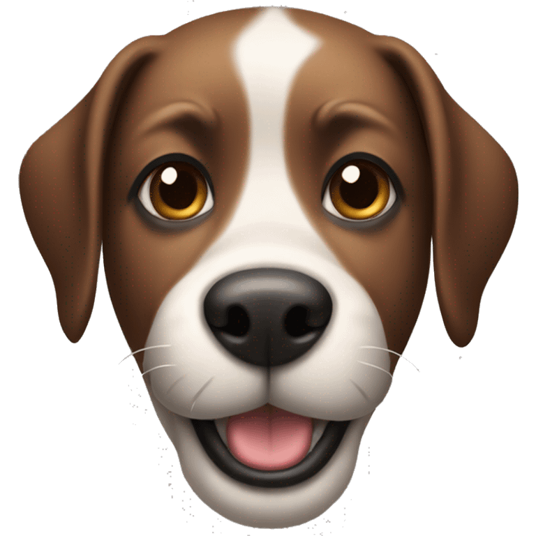 smiling dog with black upright ears and black and brown muzzle emoji