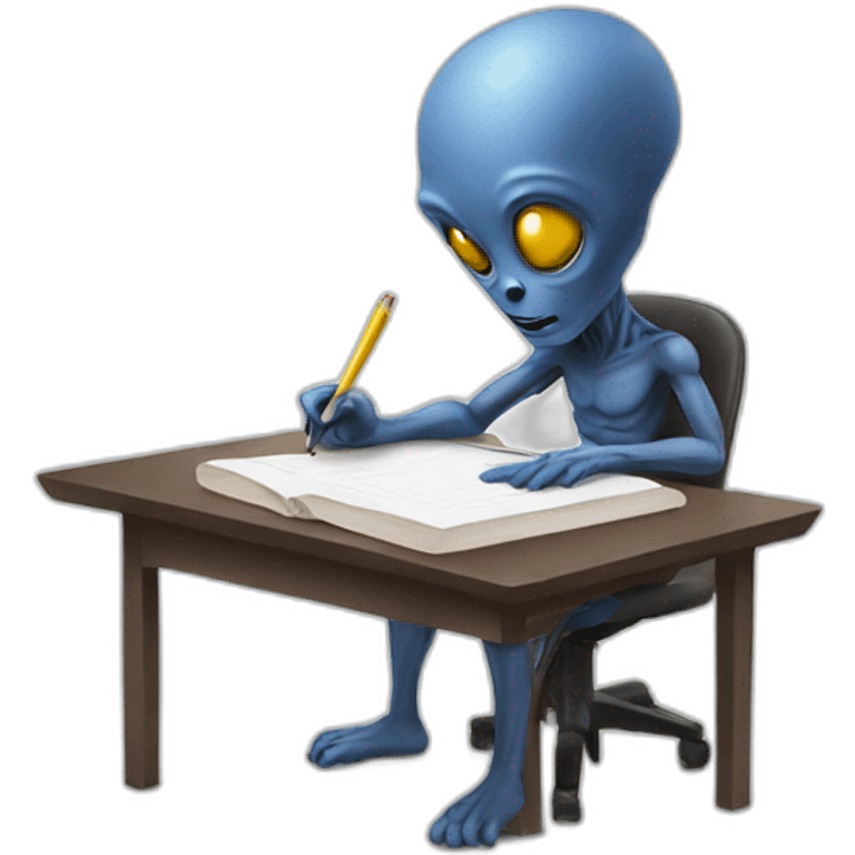 alien writing an essay emoji