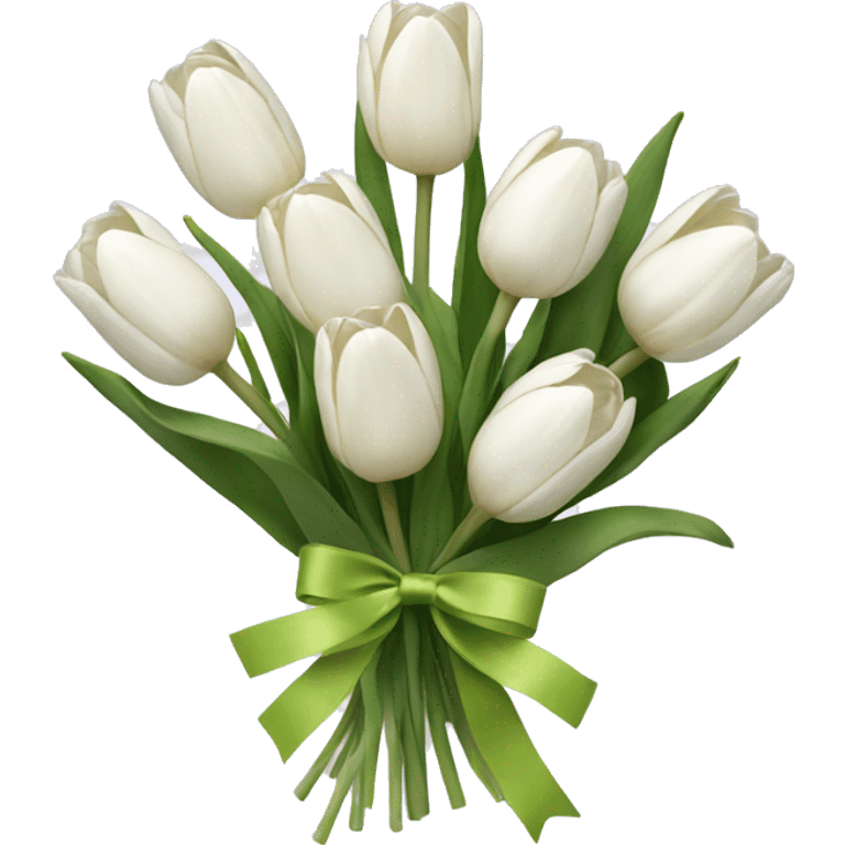 white tulip bouquet with bows  emoji