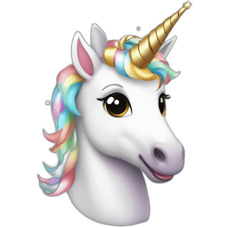 Cute unicorn celebrating christmas emoji