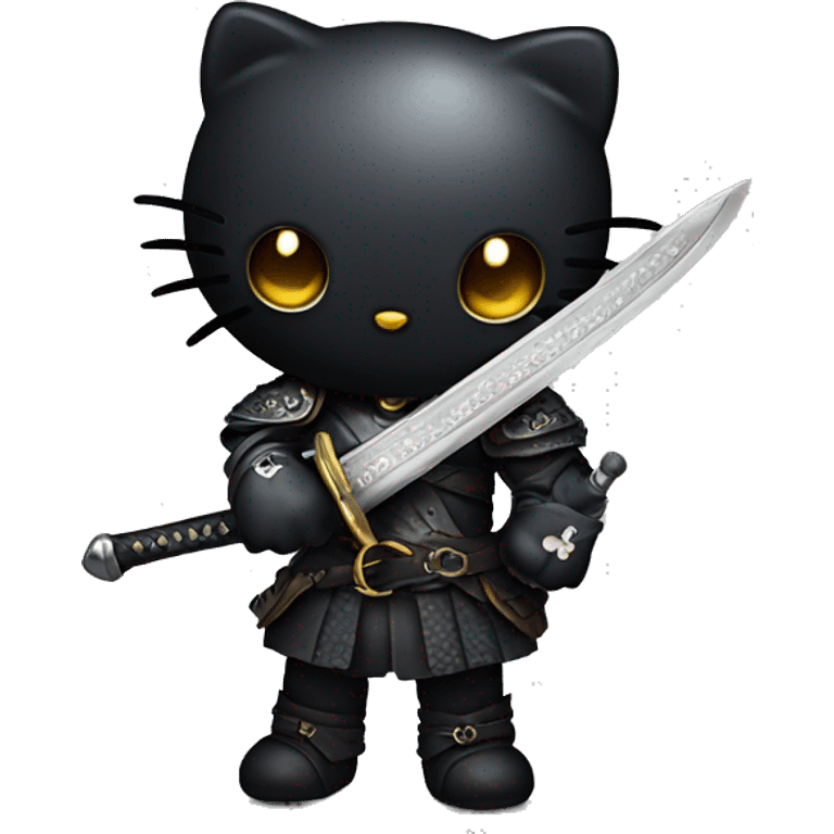 dark hello kitty with sword emoji