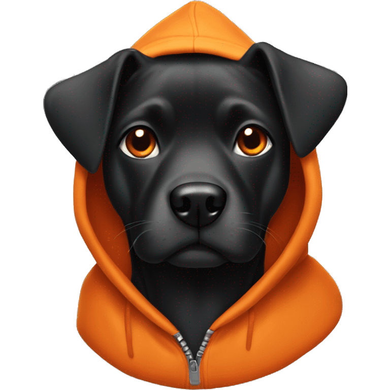 black orange dog wearing a hoodie emoji