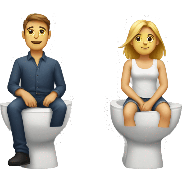 A couple sitting on two different toilets next to each other  emoji