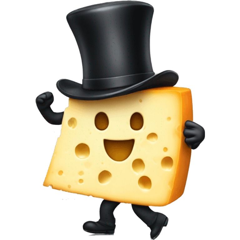 Cheese with top hat dancing emoji