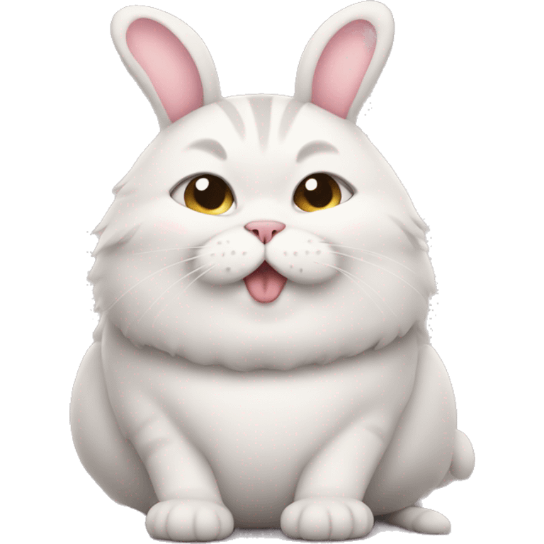 Fat cute cat wearing bunny costume emoji