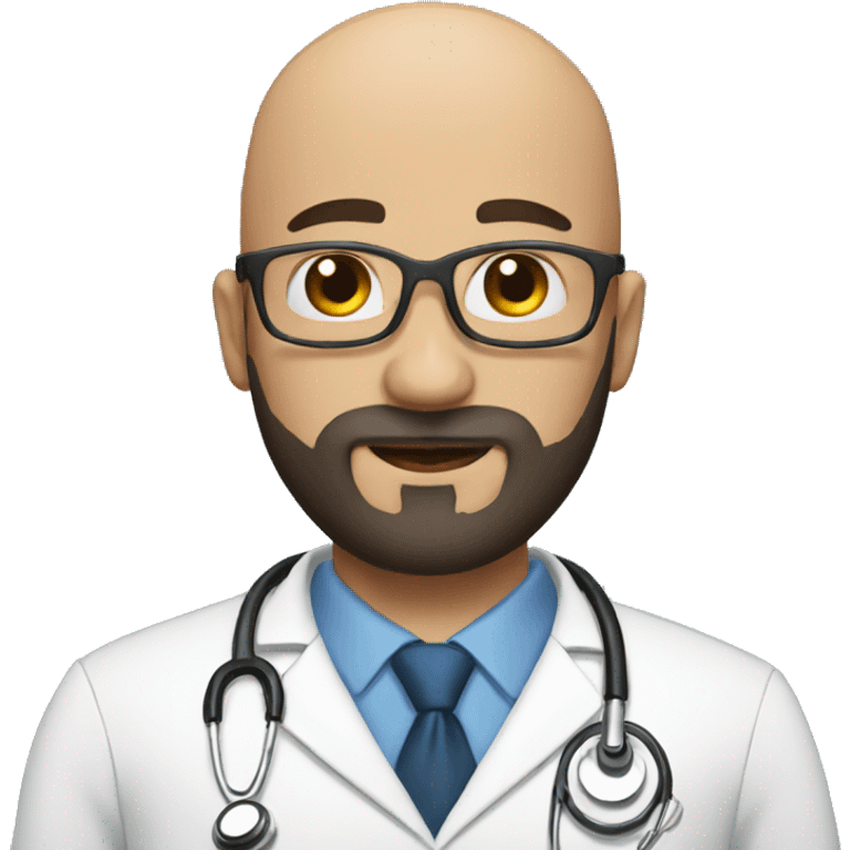 Bald male doctor with black beard and a crown emoji