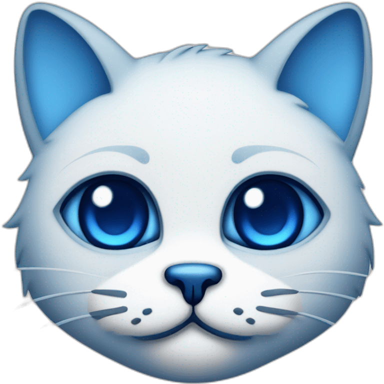 Blue simplistic sketch of a cute cat face emoji