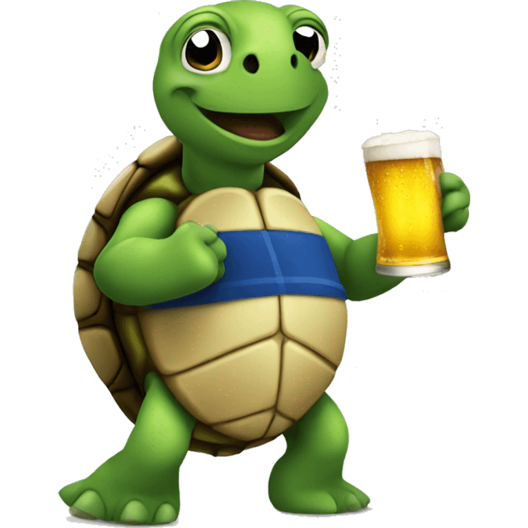 drunk turtle holding a beer emoji