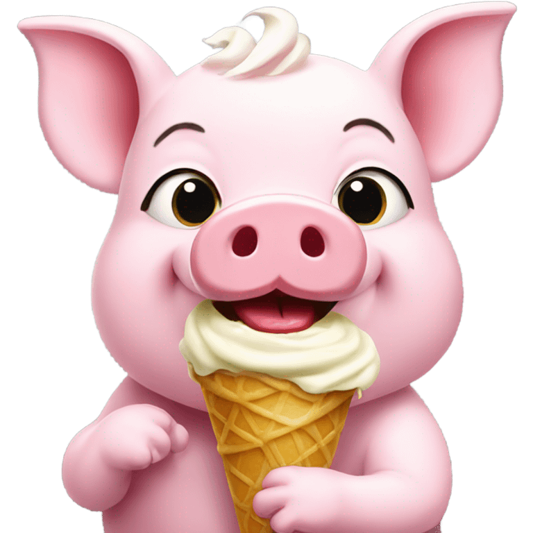 Little piggy eating ice cream emoji