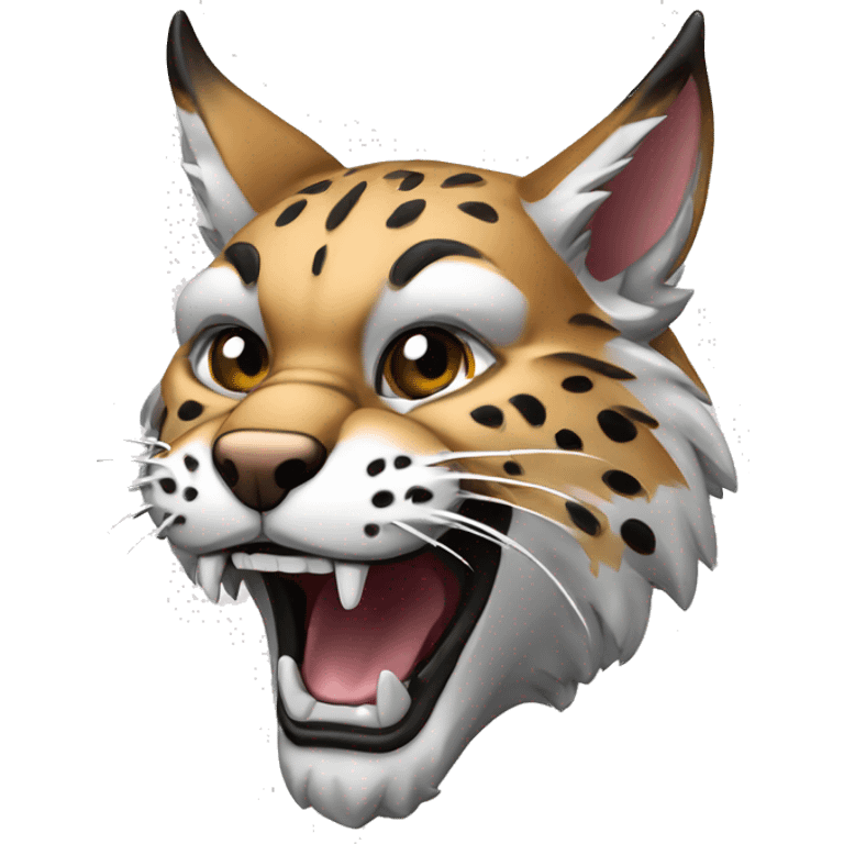 Bobcat mascot dangerous fangs facing the right emoji