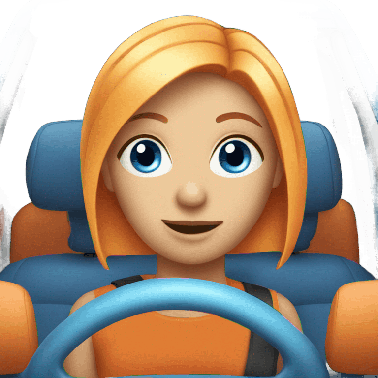 Blue eyed lady in an orange car  emoji