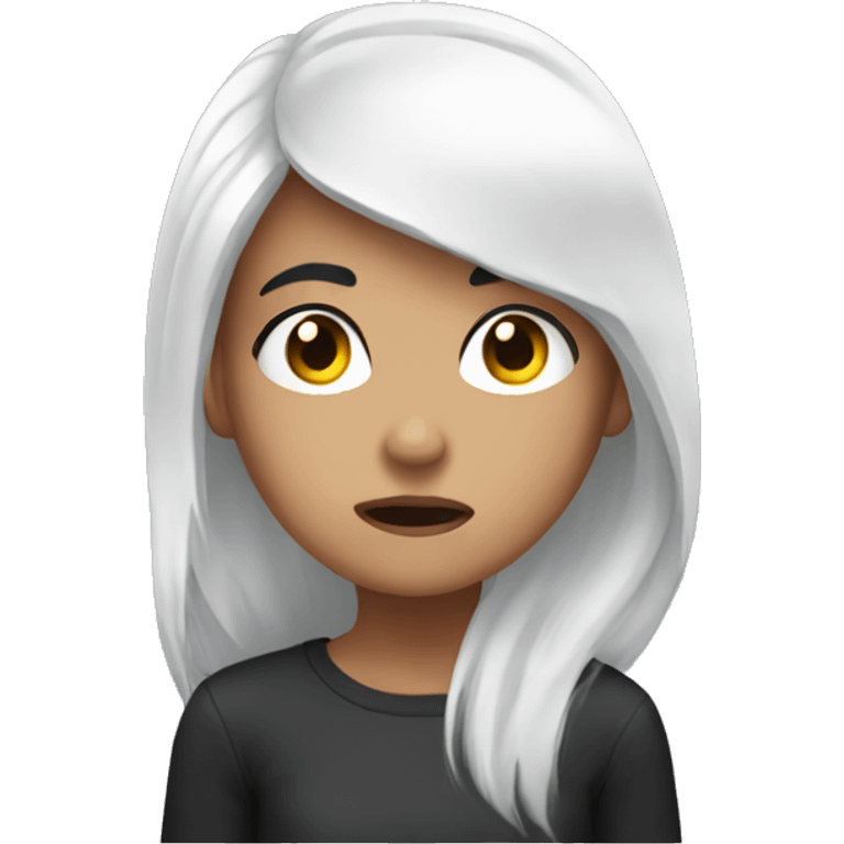 White Black hair girl scared  emoji