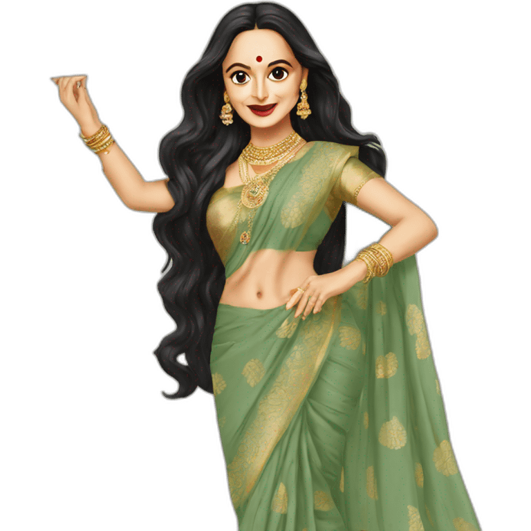 Rekha wearing saree long hair dancing  emoji