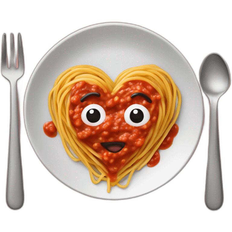 Heart shape spaghetti and sauce on heart plate emoji